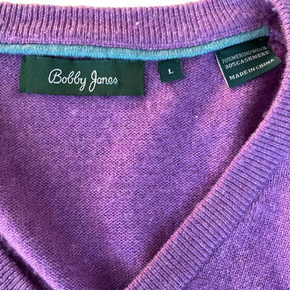 Bobby Jones Cashmere Merino Sweater Womens Size L Purple V-Neck Golf Old Money - Picture 11 of 14